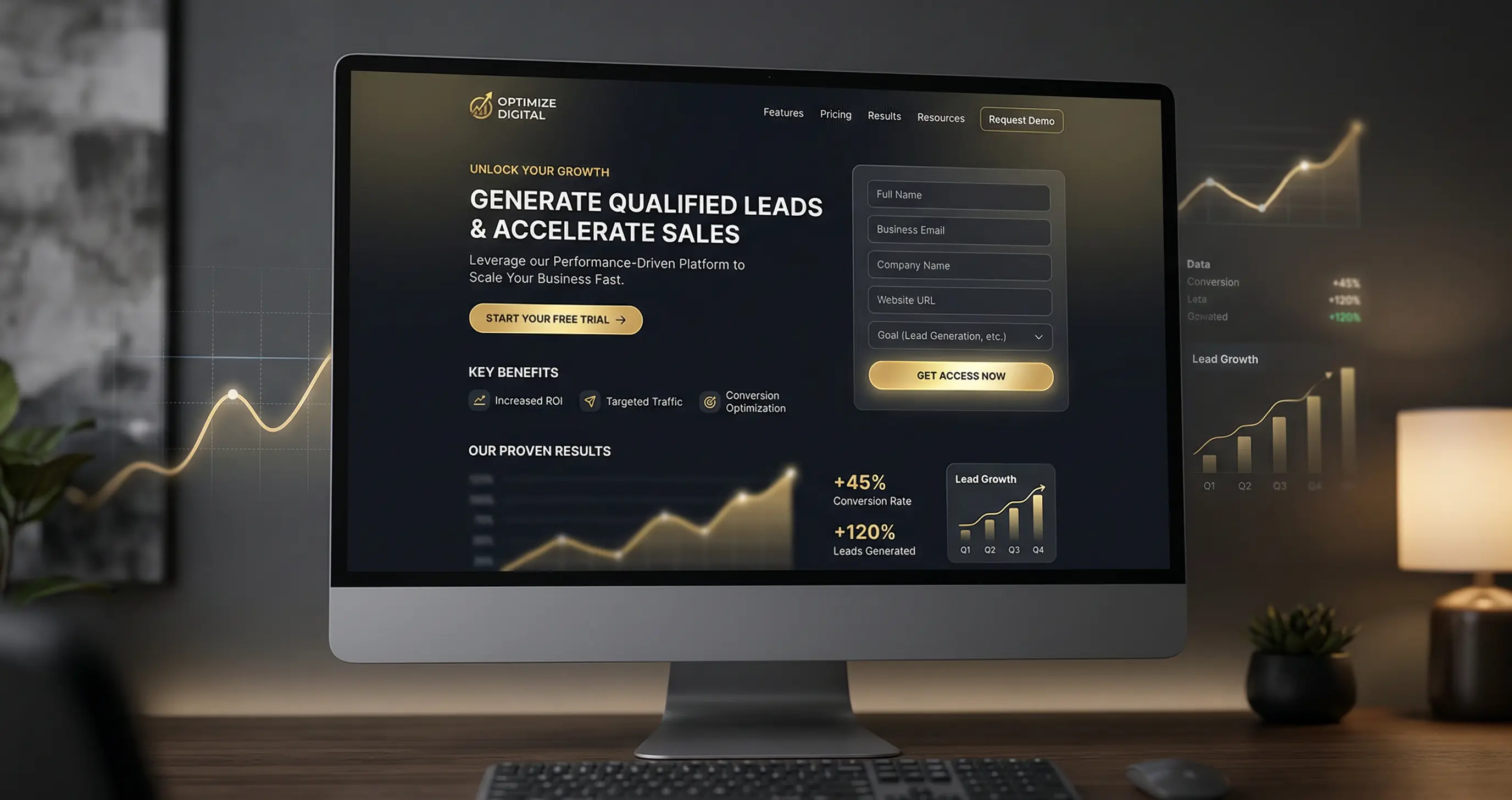 High-converting landing page with optimized layout, call-to-action buttons, and lead generation elements