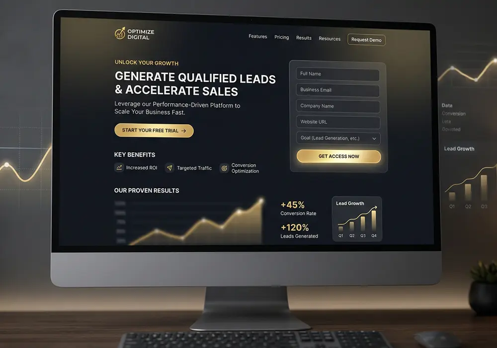 Landing page design optimized for conversions with clear call-to-action and structured layout