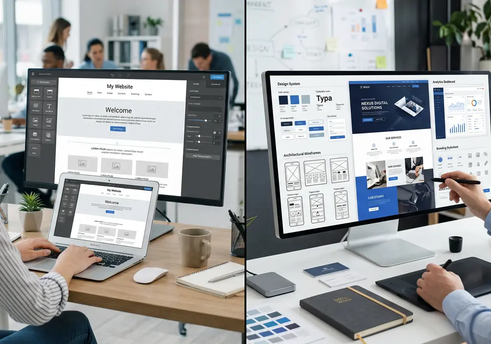 Comparison of custom web design and template websites for business websites