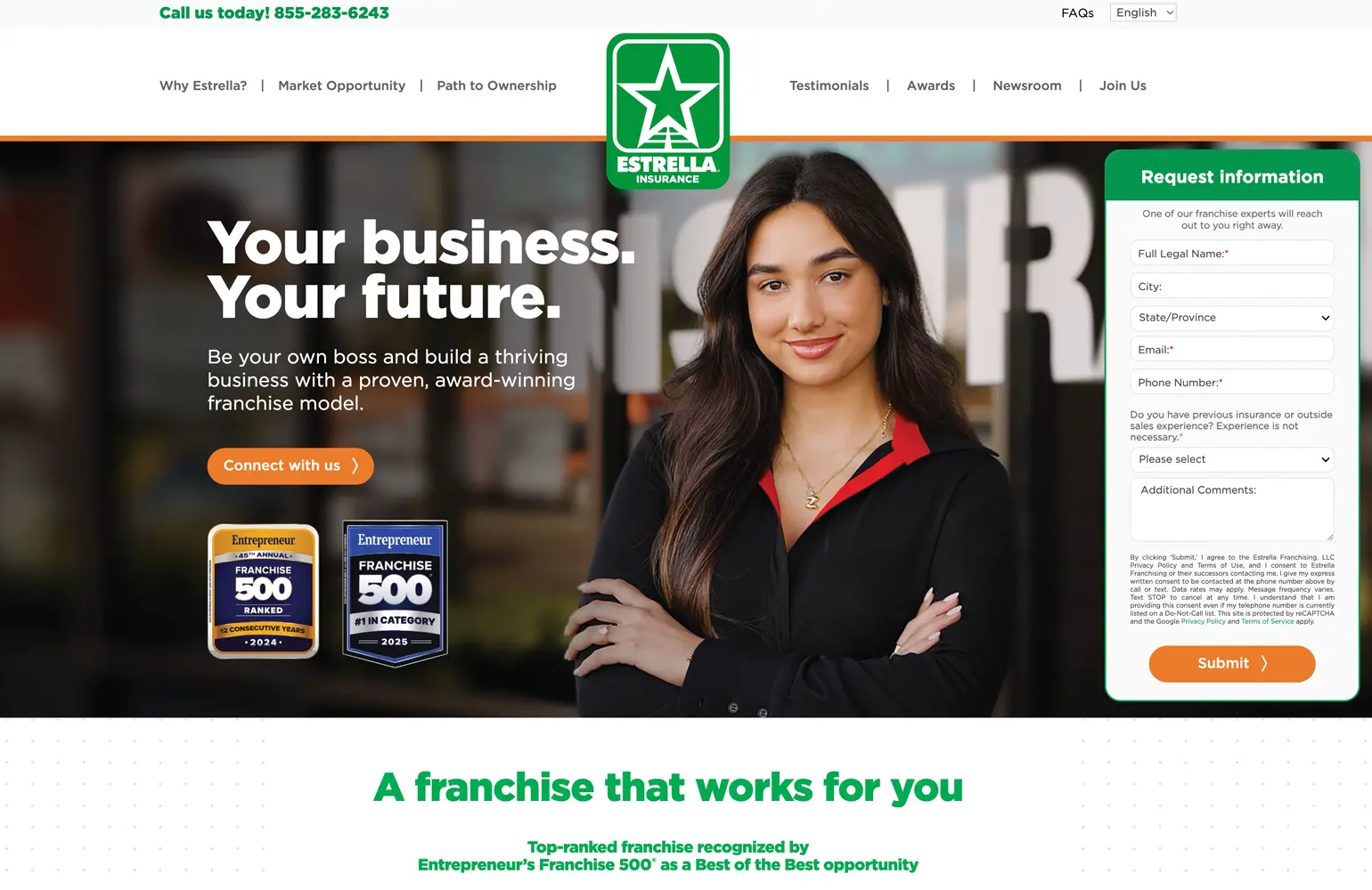 Estrella Insurance Franchising homepage