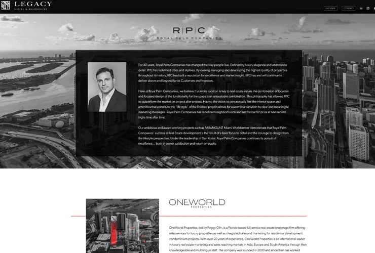 Legacy Hotel & Residences interior project page