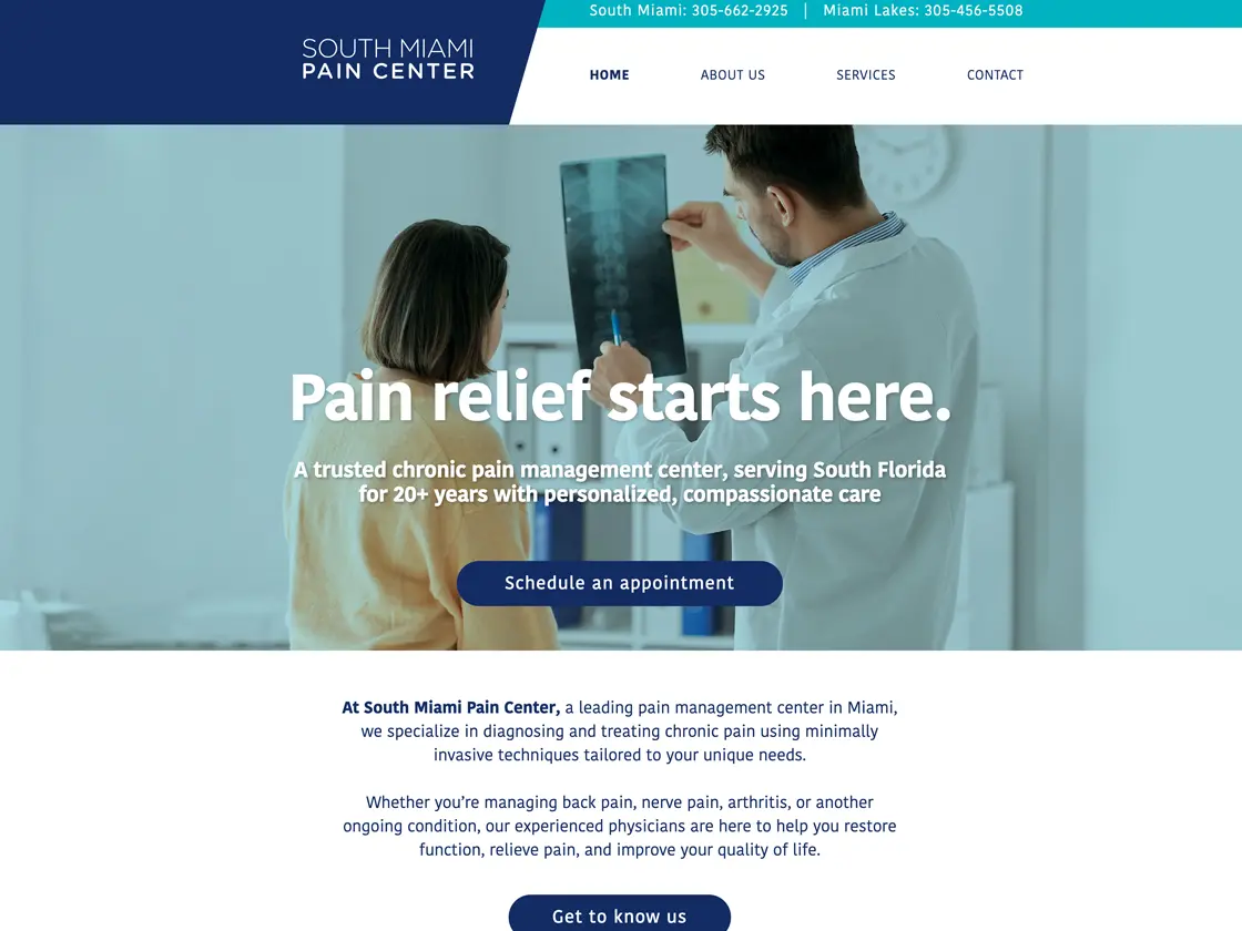 South Miami Pain Center website by XomaTech