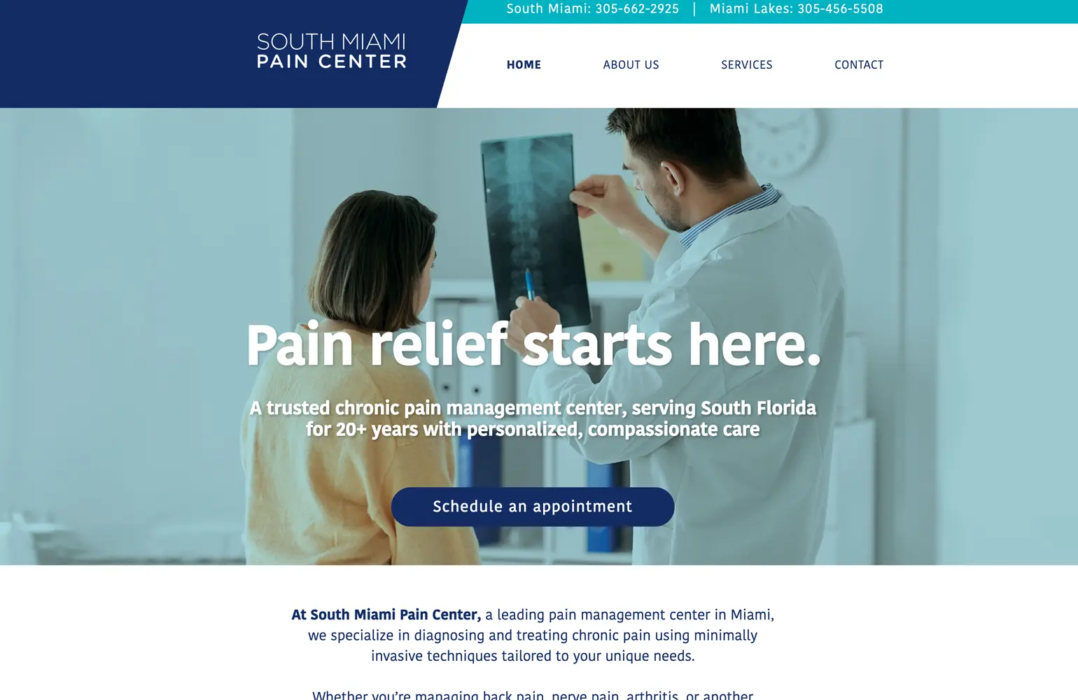 South Miami Pain Center homepage