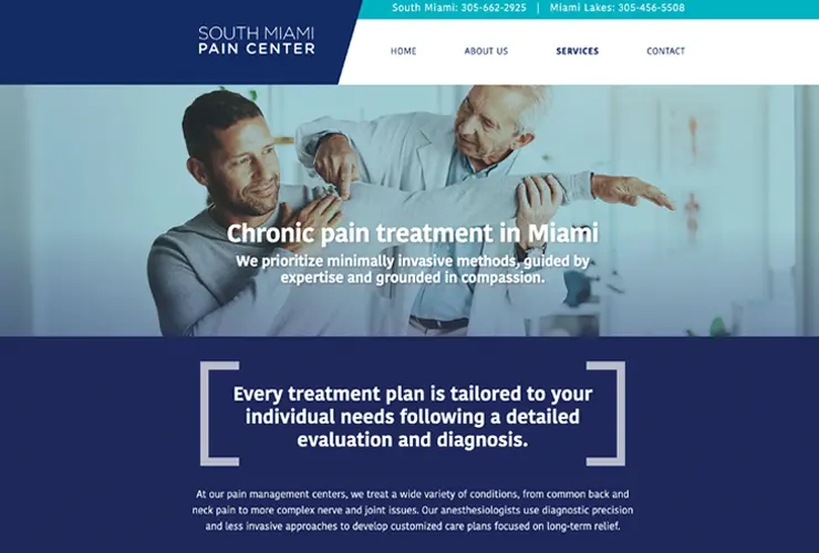 South Miami Pain Center services and patient engagement section