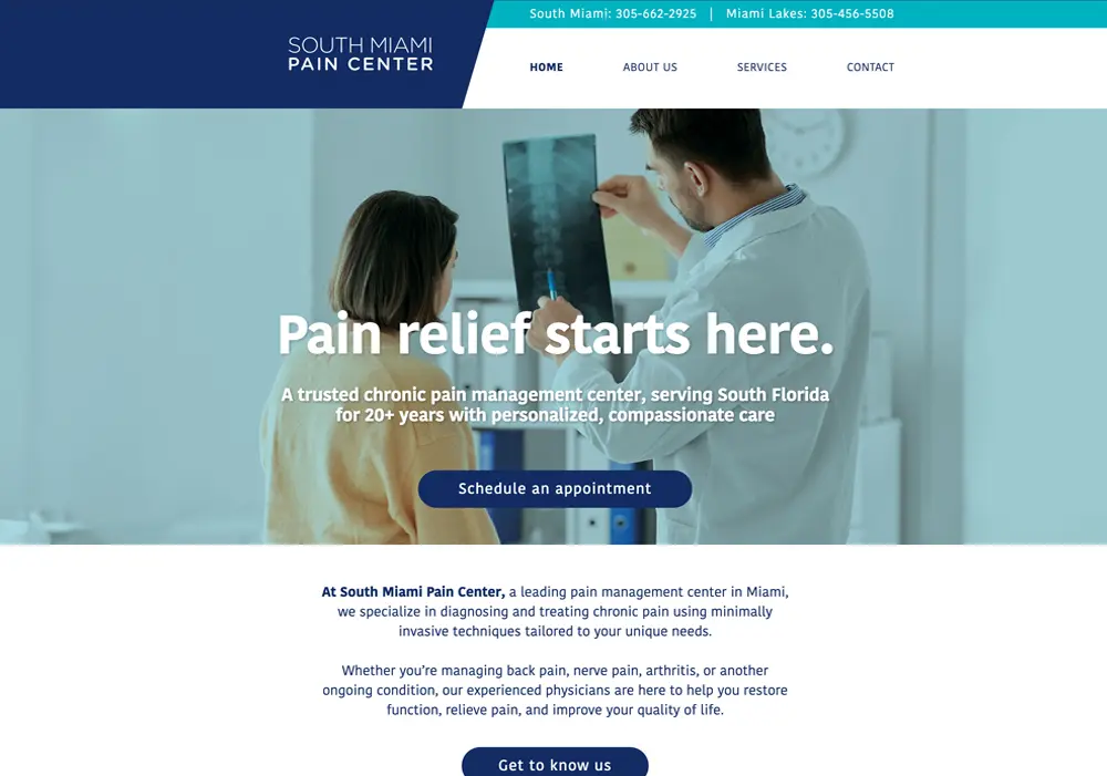 South Miami Pain Center website project by XomaTech